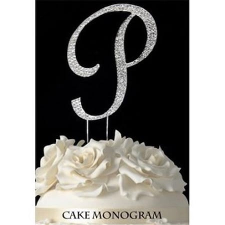 De Yi Enterprise 33015-P Monogram Cake Toppers - Silver Rhinestone - P